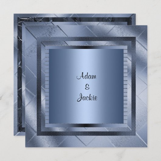 BLAUE SPARKLE LAYERED ELEGANT WEDING INVITATION EINLADUNG (Vorne/Hinten)