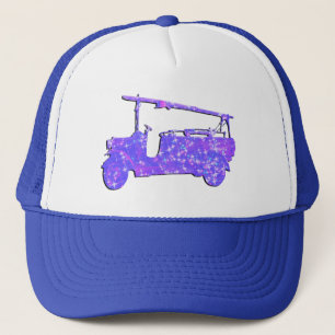 Blaue Sparkle-Vintage Feuerwehrfahrzeuge, Truckerkappe