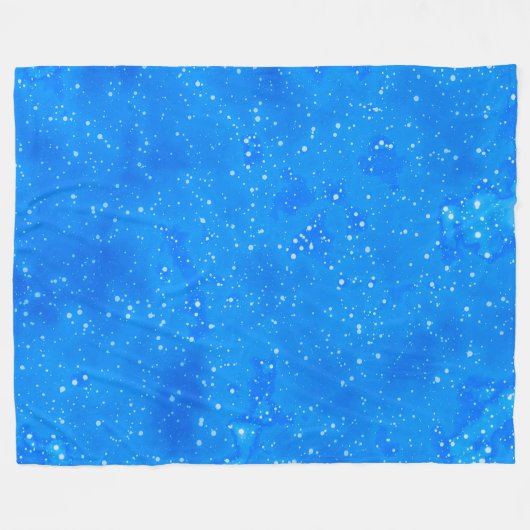 Blaue Speckle Aquarellfarben Fleecedecke (Vorderseite (Horizontal))