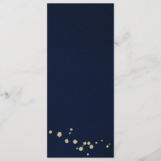 Blaue Speisekarte mit Goldblume Menükarte (Rückseite)