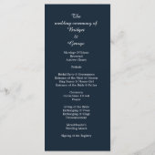 Blaue Speisekarte und Hochzeitskarte Programm (Rückseite)