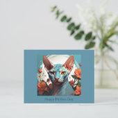 Blaue Sphinx Muttertag Postkarte (Stehend Vorderseite)