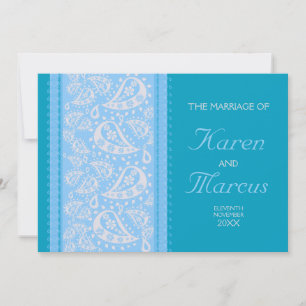 Blaue Spice Paisley Hochzeit 5x7 Einladung