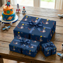 Blaue spielende Weltraumrakete zum Geburtstag