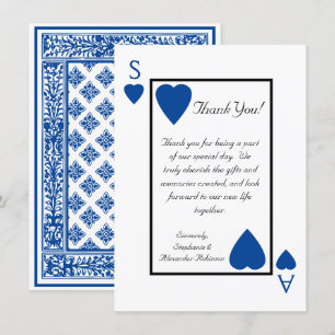 Blaue Spielkarte Vegas-Hochzeits-Dankeskarten Einladung