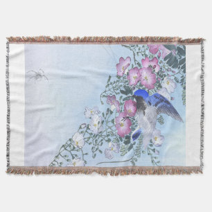 Blaue Spinne Vogel Blumen Druck   Spinne Liebhaber Decke