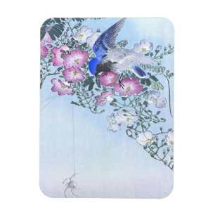 Blaue Spinne Vogel Blumen Druck Spinne Liebhaber Magnet