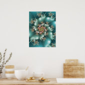 Blaue Spiralfraktal Poster (Küche)