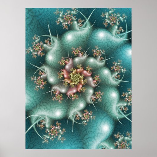 Blaue Spiralfraktal Poster (Vorne)