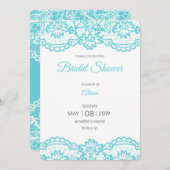 Blaue Spitze-Brautparty-Karte Einladung (Vorne/Hinten)