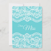 Blaue Spitze-Brautparty-Karte Einladung (Rückseite)