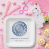 Blaue Spitze Mandala Hochzeit Pappteller (Party)