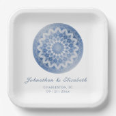 Blaue Spitze Mandala Hochzeit Pappteller (Vorderseite)