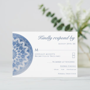 Blaue Spitze Mandala Hochzeit RSVP Karte