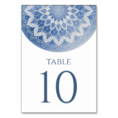 Blaue Spitze Mandala Hochzeit Tischnummer (Rückseite)