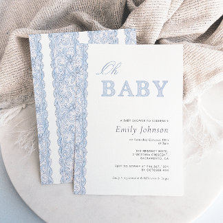 Blaue Spitze Oh Baby Boy Baby Shower Einladung