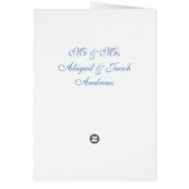 Blaue Spitze u. Band - Hochzeits-Menü-Karten (Hinten)