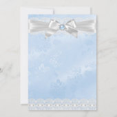 Blaue Spitzen Kreuztaufe Christening Einladung (Rückseite)