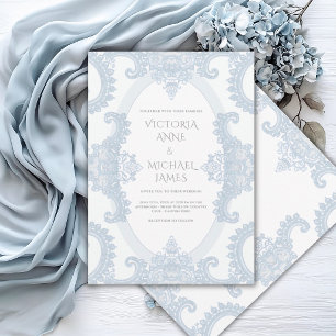Blaue Spitzen-Launige Vintage-Hochzeit Einladung