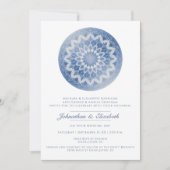 Blaue Spitzen-Mandala-Hochzeit Einladung (Vorderseite)