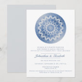 Blaue Spitzen-Mandala-Hochzeit Einladung (Vorne/Hinten)
