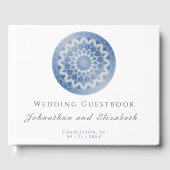 Blaue Spitzen-Mandala-Hochzeit Gästebuch (Vorderseite)