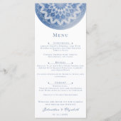 Blaue Spitzen-Mandala-Hochzeit Menükarte (Vorderseite)