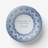 Blaue Spitzen-Mandala-Hochzeit Pappteller (Vorderseite)