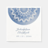 Blaue Spitzen-Mandala-Hochzeitsservietten Serviette (Vorderseite)