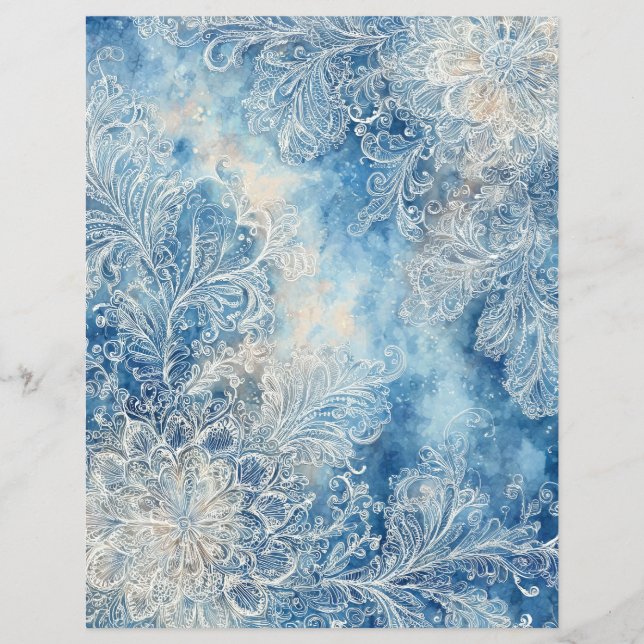Blaue Spitzen-Schreibpapier für Scrapbooking (Vorderseite)