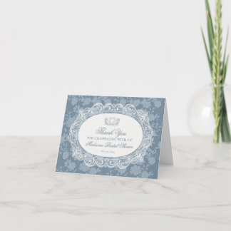 Blaue Spitzen-Unterlage Vintage-Blumen-Dankeskarte Dankeskarte