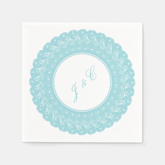 Blaue Spitzencocktail-Serviette Serviette (Vorderseite)