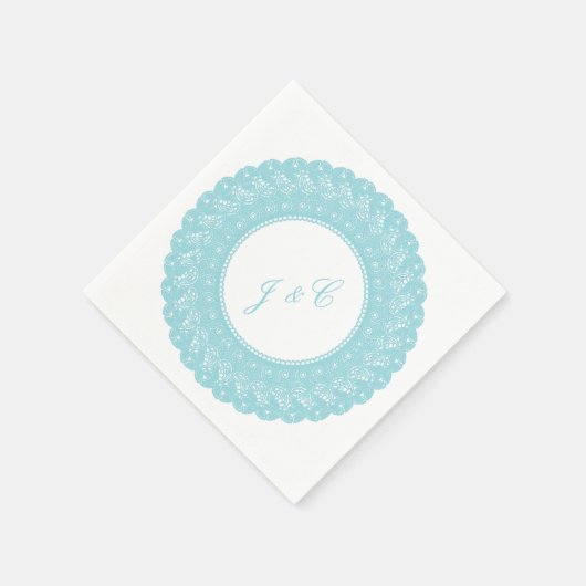 Blaue Spitzencocktail-Serviette Serviette (Ecke)