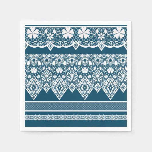 Blaue Spitzentypen. Serviette (Vorderseite)