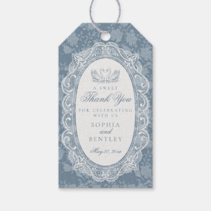 Blaue Spitzenuntersetzer Vintage Floral Brautparty Geschenkanhänger