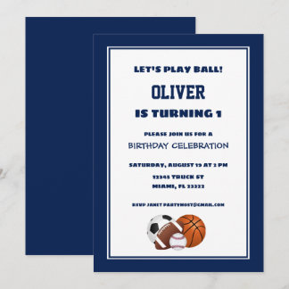 Blaue Sportarten zum Geburtstag Einladung