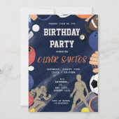 Blaue Sportjungen zum Geburtstag Einladung (Vorderseite)