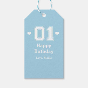 Blaue Sportliche 01 1. Geburtstag Baby Shower Gesc Geschenkanhänger