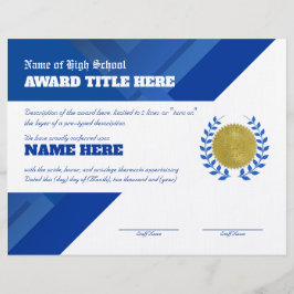 BLAUE SPORTS Recognition Award Briefbogen