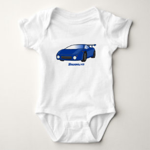 Blaue Sportwagen mit Airfolienillustrierung Baby Strampler