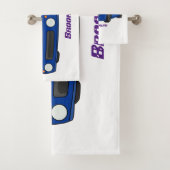 Blaue Sportwagen mit Airfolienillustrierung Badhandtuch Set (Insitu)