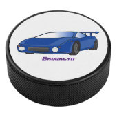 Blaue Sportwagen mit Airfolienillustrierung Eishockey Puck (3/4)