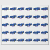 Blaue Sportwagen mit Airfolienillustrierung Geschenkpapier (Flach)