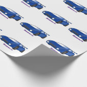 Blaue Sportwagen mit Airfolienillustrierung Geschenkpapier (Ecke)