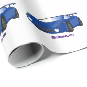 Blaue Sportwagen mit Airfolienillustrierung Geschenkpapier (Rolleneckpunkt)