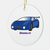 Blaue Sportwagen mit Airfolienillustrierung Keramik Ornament (Links)