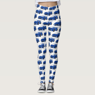 Blaue Sportwagen mit Airfolienillustrierung Leggings