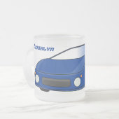 Blaue Sportwagen mit Airfolienillustrierung Mattglastasse (Vorderseite Links)