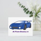 Blaue Sportwagen mit Airfolienillustrierung Postkarte (Stehend Vorderseite)