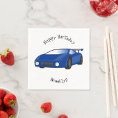 Blaue Sportwagen mit Airfolienillustrierung Serviette (Beispiel)